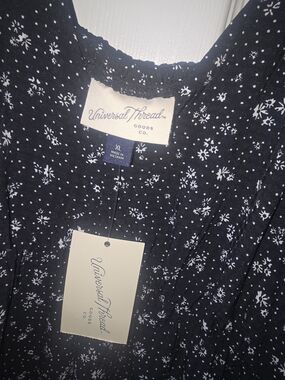 Universal Thread Black Dress with White Floral Dot Pattern